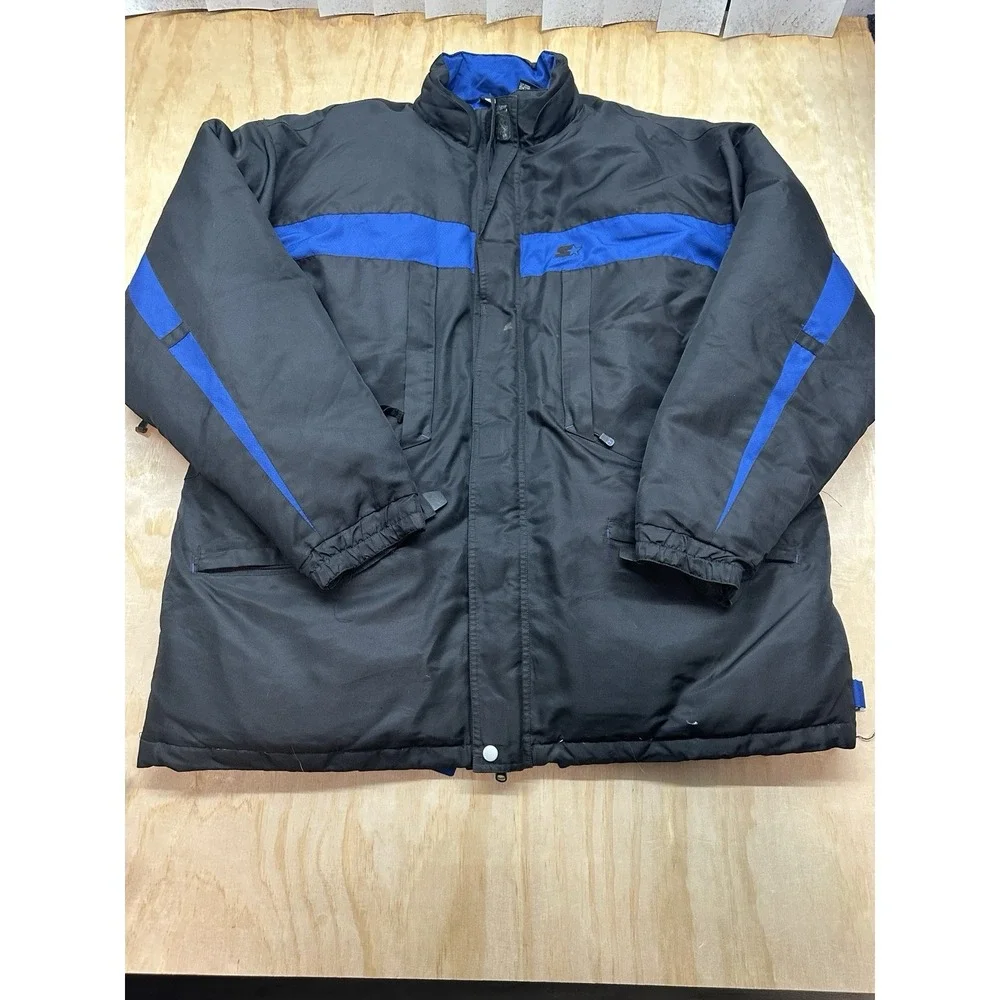 STARTER Men's Jacket XLT Black Blue Classic Down Filled Winter Warm‎ Puffer Snow